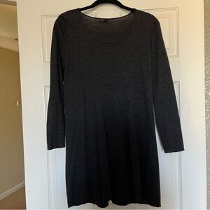 Like new Eileen Fisher 100% merino wool dark gray tunic dress XS